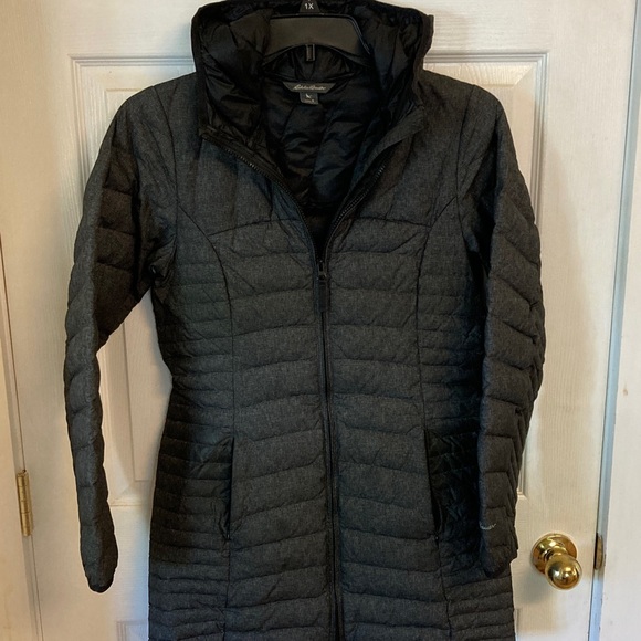 Eddie Bauer Charcoal Down Filled Quilted Jacket - Picture 1 of 8
